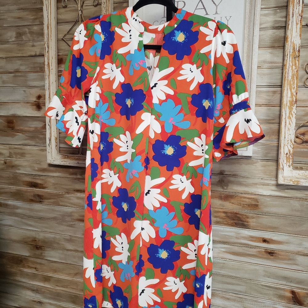 Floral Ruffle Sleeve Dress